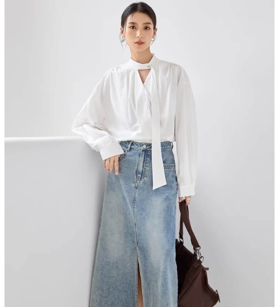 ブルベ夏/ブルベ冬服 オフネック ブラウス