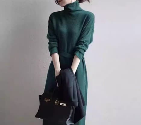 ブルベ冬服 ウエストベルト タートルネックワンピース