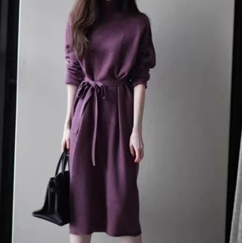 ブルベ冬服 ウエストベルト タートルネックワンピース