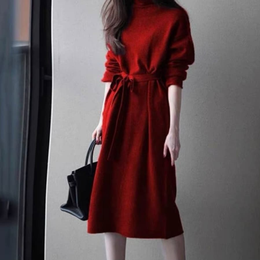 ブルベ冬服 ウエストベルト タートルネックワンピース