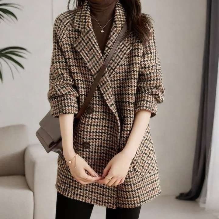 ブルベ夏服 千鳥格子柄オーバーサイズジャケット