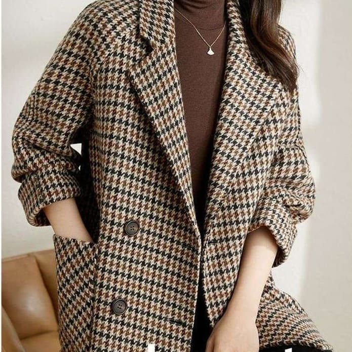 ブルベ夏服 千鳥格子柄オーバーサイズジャケット