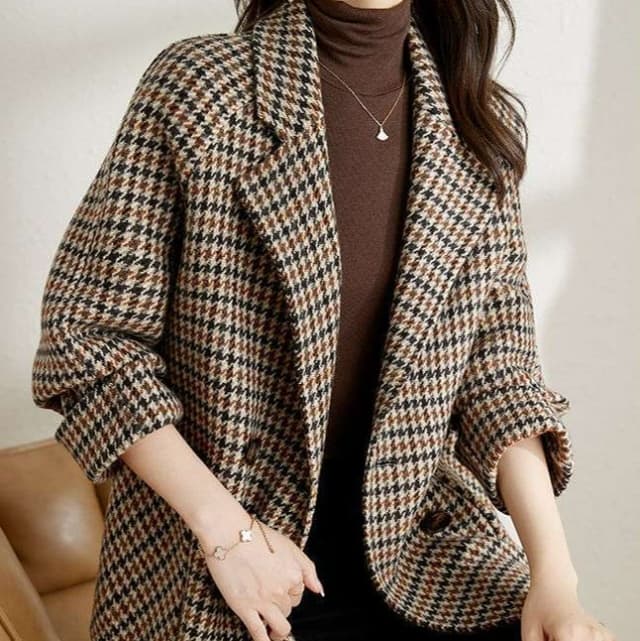 ブルベ夏服 千鳥格子柄オーバーサイズジャケット