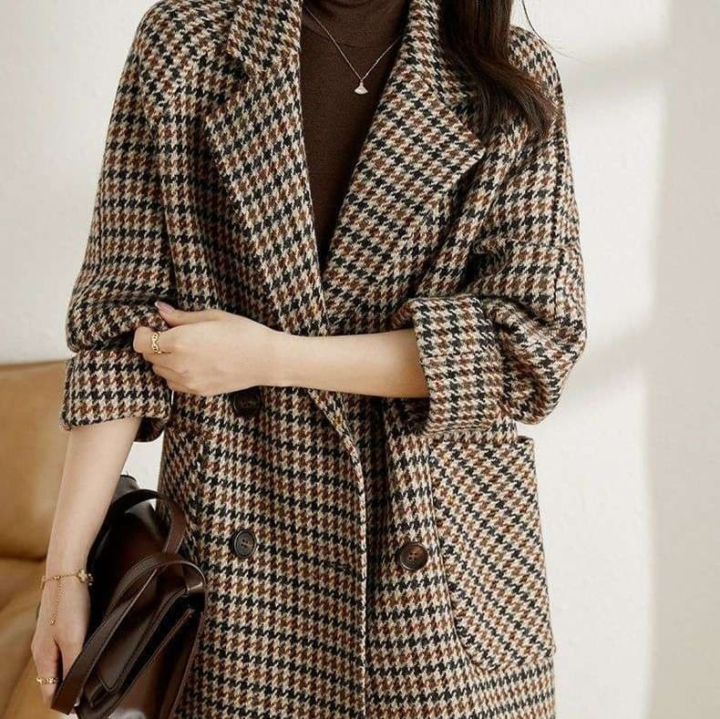 ブルベ夏服 千鳥格子柄オーバーサイズジャケット