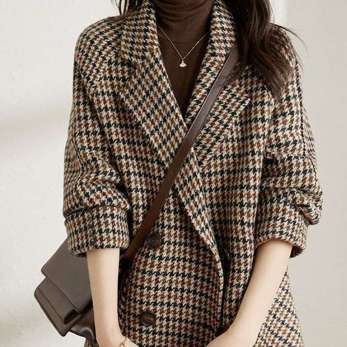 ブルベ夏服 千鳥格子柄オーバーサイズジャケット