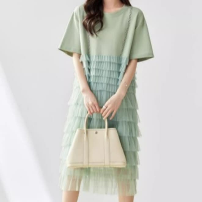 ブルベ夏服 Tシャツ レースワンピース