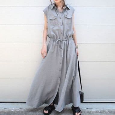 ブルベ夏/ブルベ冬服 すっきり見せる美シルエットシャツワンピース