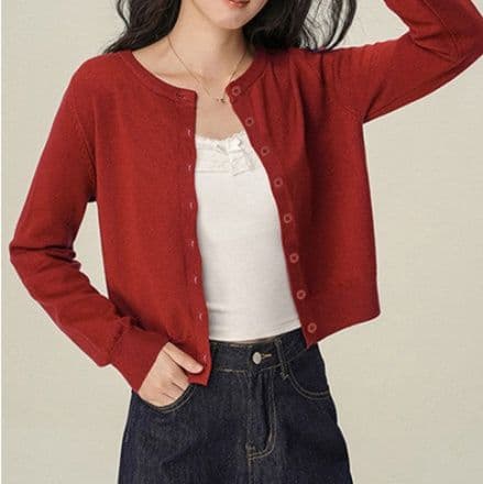 ブルベ夏/ブルベ冬服 リボン刺繍ニット ショート丈