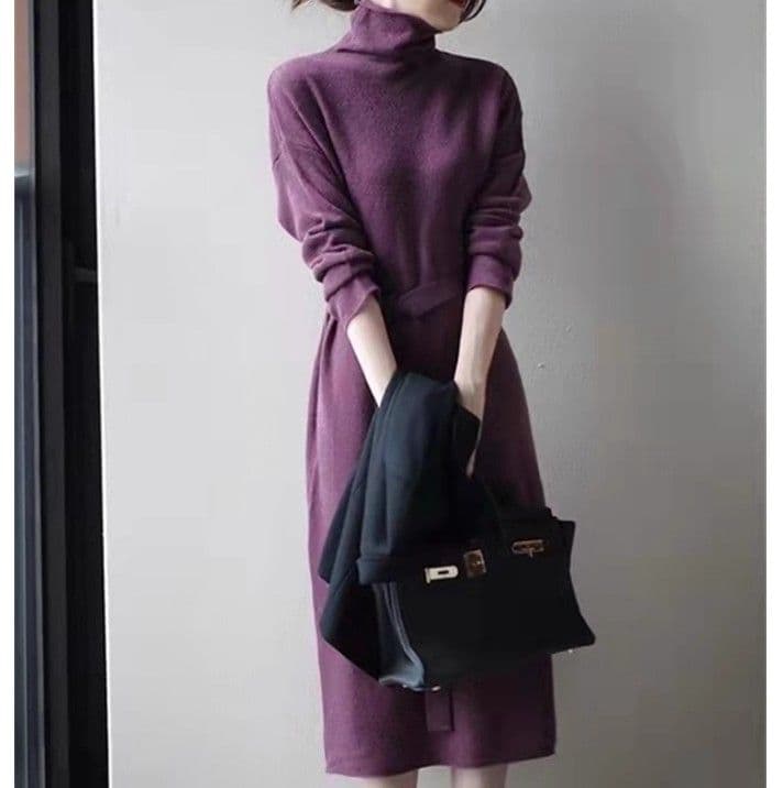 ブルベ冬服 ウエストベルト タートルネックワンピース