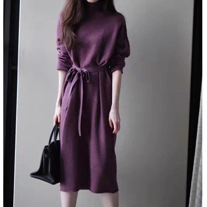 ブルベ冬服 ウエストベルト タートルネックワンピース