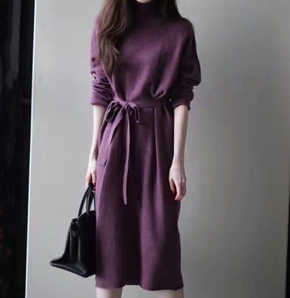 ブルベ冬服 ウエストベルト タートルネックワンピース