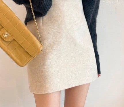 ブルベ夏/ブルベ冬服 上品質感ウール調台形ミニスカート