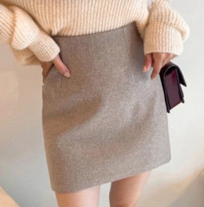 ブルベ夏/ブルベ冬服 上品質感ウール調台形ミニスカート