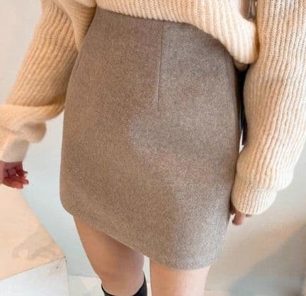 ブルベ夏/ブルベ冬服 上品質感ウール調台形ミニスカート