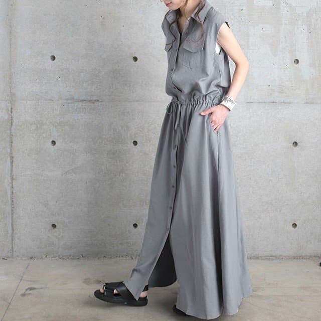 ブルベ夏/ブルベ冬服 すっきり見せる美シルエットシャツワンピース