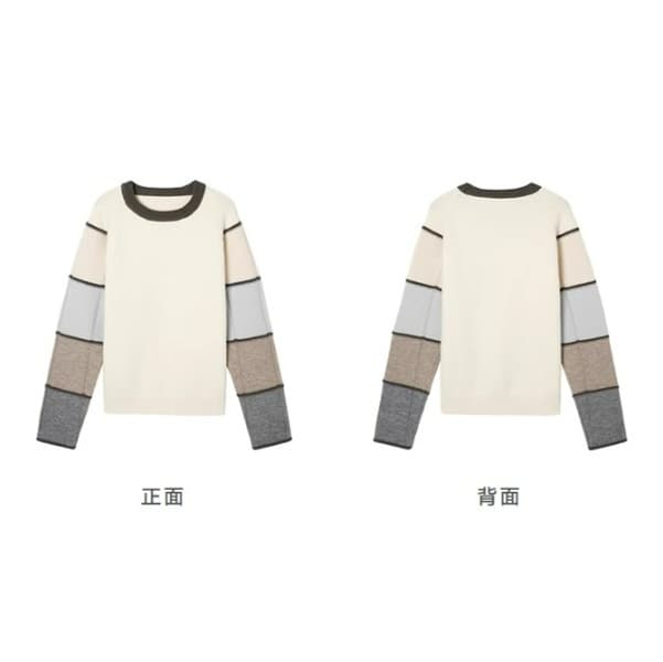 ブルベ夏服 多色カラー切替ニットセーター
